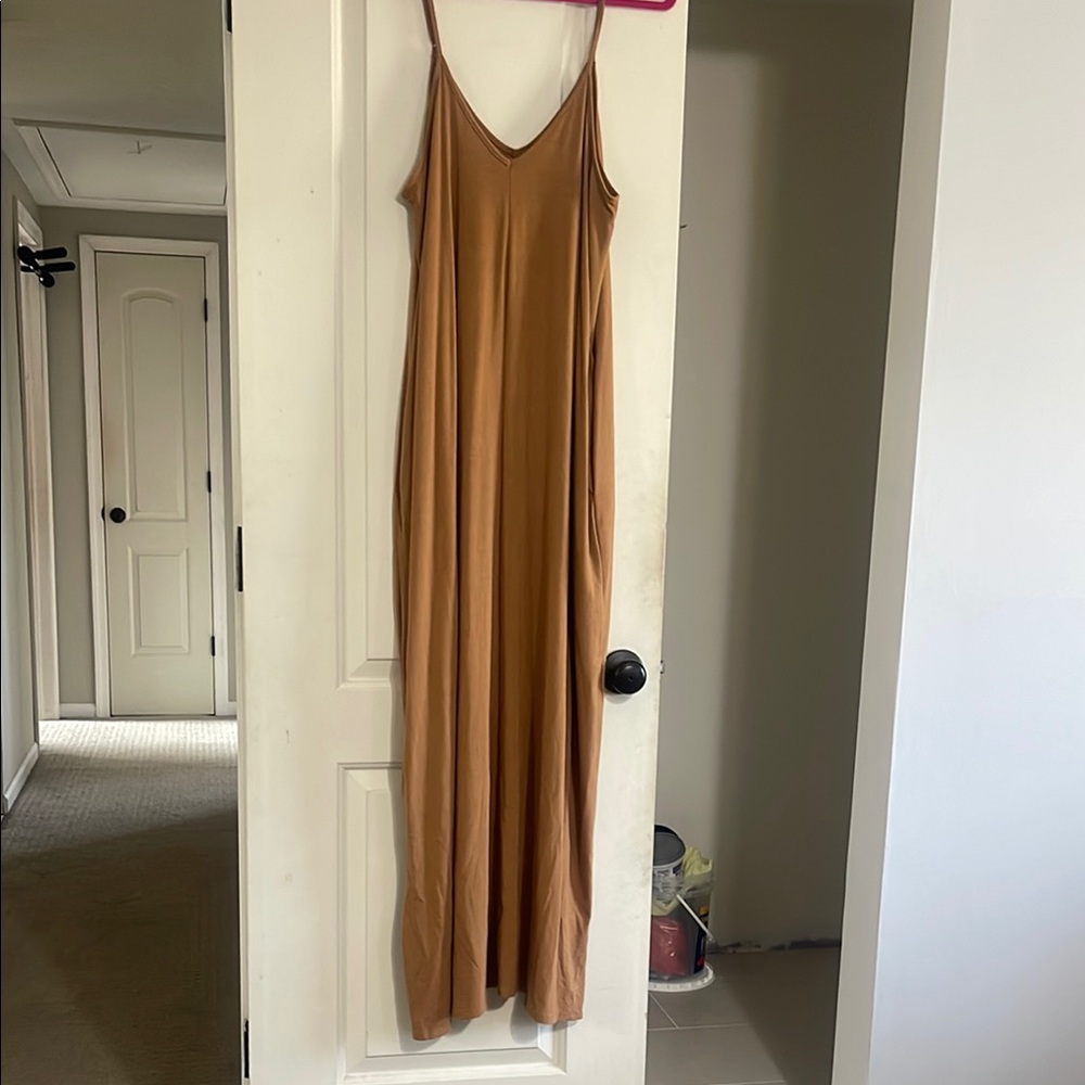 Elegant Tan Maxi Dress